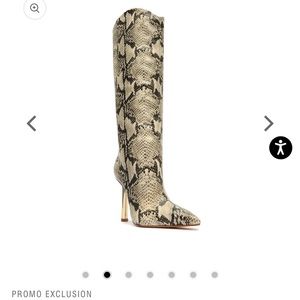 Snake embossed calf boots